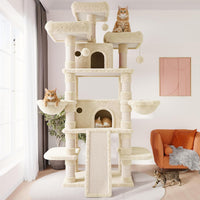 SHA CERLIN 68 Inches Multi-Level Large Cat Tree for Large Kitties/Big - 81in / Beige - image 2