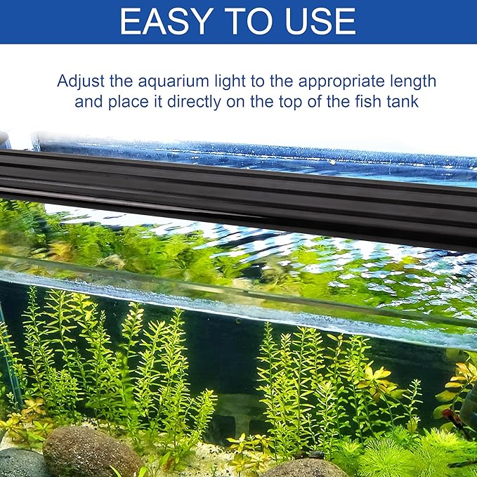 Led Aquarium Light, Full Spectrum Fish Tank Lights, 30 Inch Freshwater Fishtank Hood Lighting for Grow Fish, Plants, Adjustable from 24 to 30in