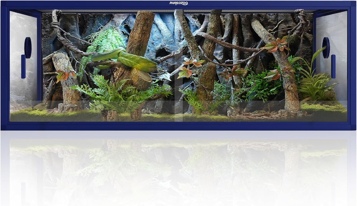 120 Gallon Reptile Tank, Stackable 4x2x2 Reptile Enclosure – Essentials for Reptiles And Amphibians - Dart Blue / 85 Gallon