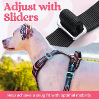 rabbitgoo Dog Harness for Large Dogs, No Pull Pet Vest with 3 Buckles, Adjustable Soft Padded Pet Harness with Easy Control Handle and Reflective Strips, Pink, L