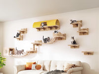 Cat Wall Shelves, 9-in-1 Wood Cat Wall Furniture Set, Burlywood – Essentials for Cats - Beige / 16 Piece Set
