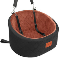 Lealchum Dog Car Seat for Small Dogs Up to 30 Lbs with 2 Safety Dog - Black/Brown / Small