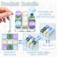 XiawaLangzhuo cat paw keyboard fidget toy, 9-in-1 clicker keychain in white and purple - view 22