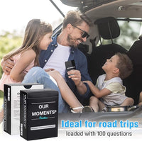OUR MOMENTS Families: 100 Conversation Starter Cards for Families and Kids - Relationship Building - Car Travel, Road Trip & Card Game for Healthy Loving Family - Questions for Family Activities