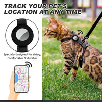 Cat Harness and Leash Set with Airtag Holder for Walking & Travelling - Black - image 2