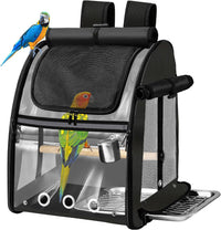 Bird Carrier Bag with Indestructible Stainless Steel Mesh - Black