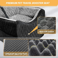 Dog Car Seat for Small/Medium Dogs, Memory Foam Dog Booster Seat, Travel Safety Per Car Seat with Washable Removable Cover, Storage Pockets, up to 35 lbs(BlackGray)