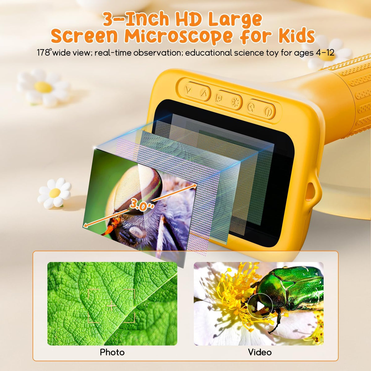 SKYBASIC Digital Microscope for Kids - 3"-Yellow - image 2