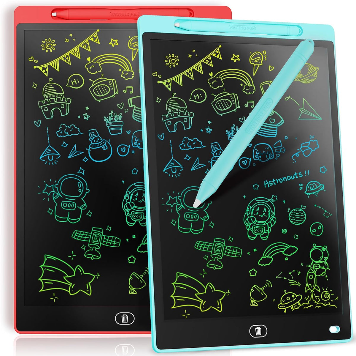 [2 Pack] Genialba LCD Writing Tablet 10-Inch Colorful Doodle Board - Blue & Red / 10 Inch / 2