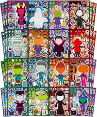 48PCS Halloween Make-a-face Stickers Halloween Characters Stickers - Halloween 16 Design