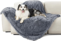 Bedsure Waterproof Dog Blankets for Large Dogs, Fluffy Faux Fur - Grey / XL(50x60") - image 4