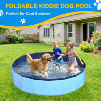 Foldable Dog Pool, Collapsible Dog Swimming Pool Hard Plastic Portable Pets Bath Tub for Dogs - 4XL - 80" x 16" - image 3