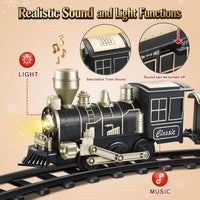 JUQU Train Set, Battery Operated Model Train Toy with Light - Black Gold - image 2