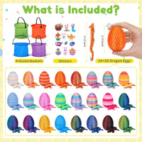 TBOLINE 16 pack dragon eggs with 3D printed articulated dragons and basket - view 3