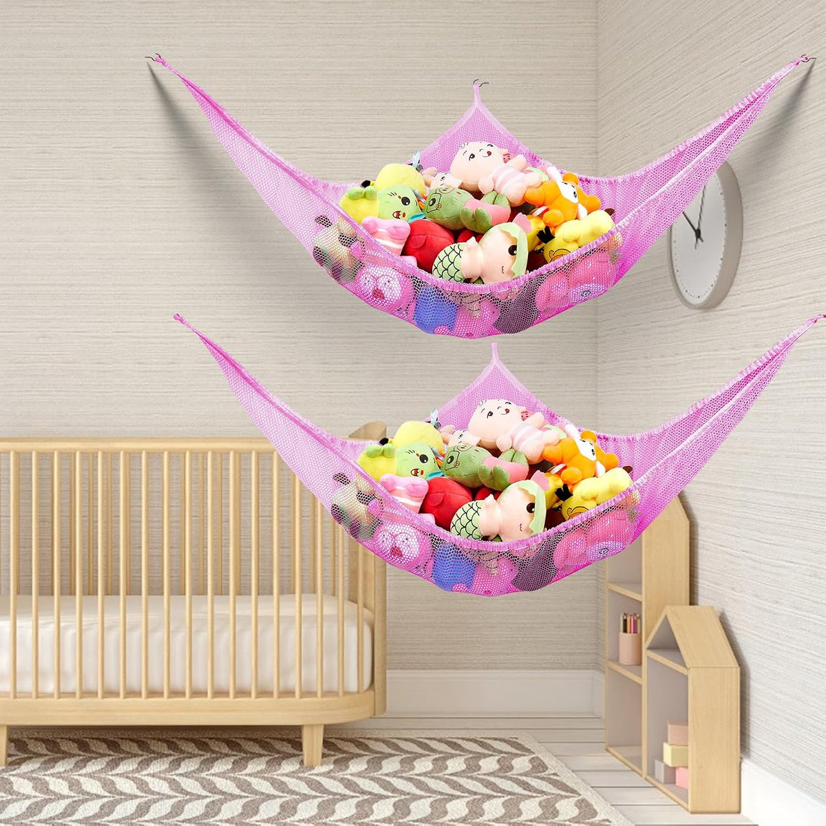 Stuffed Animal Net or Hammock, Stuffed Animal Net - Pink / 70in - image 3