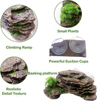 Turtle Basking Platform,Resin Bearded Dragon Basking Platform Reptile Habitat Cave Climbing Ramp - Slope / Gray - image 4