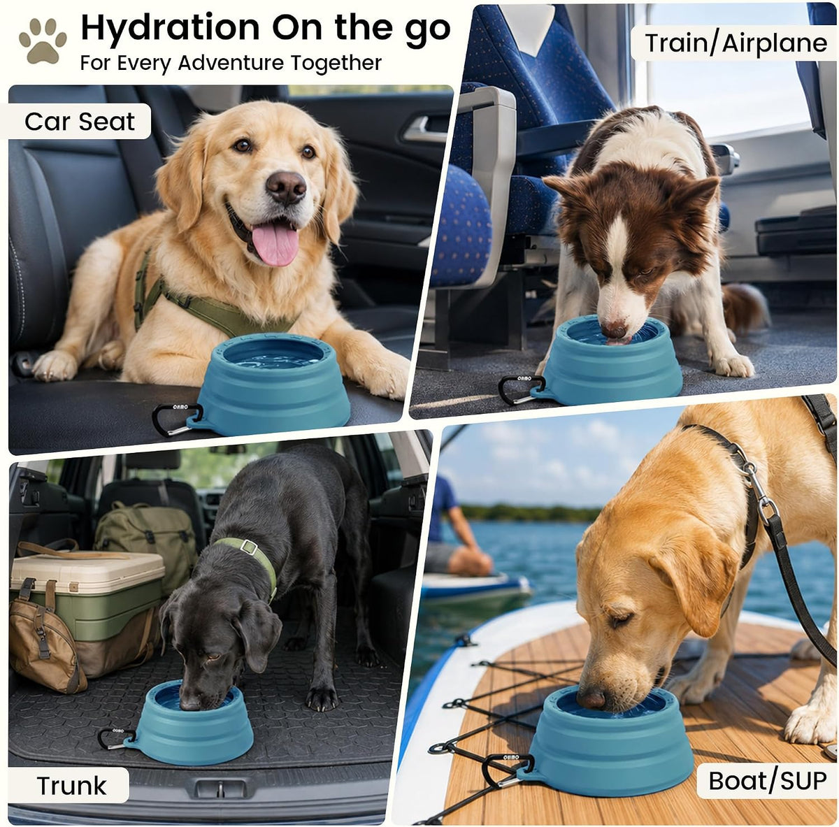 OHMO Spill Proof Collapsible Dog Bowl - 24oz / Peacock Blue - image 3