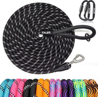 ZALER Long Dog Leash, 50 feet 30ft 20ft 15ft 10ft Dog Training Lead, Heavy Duty Reflective Check - Black / 10FT*2/5"