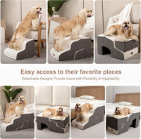 Garnpet Dog Stairs for Couch Sofa and Chair - Fleece 3-Step / Beige - image 3