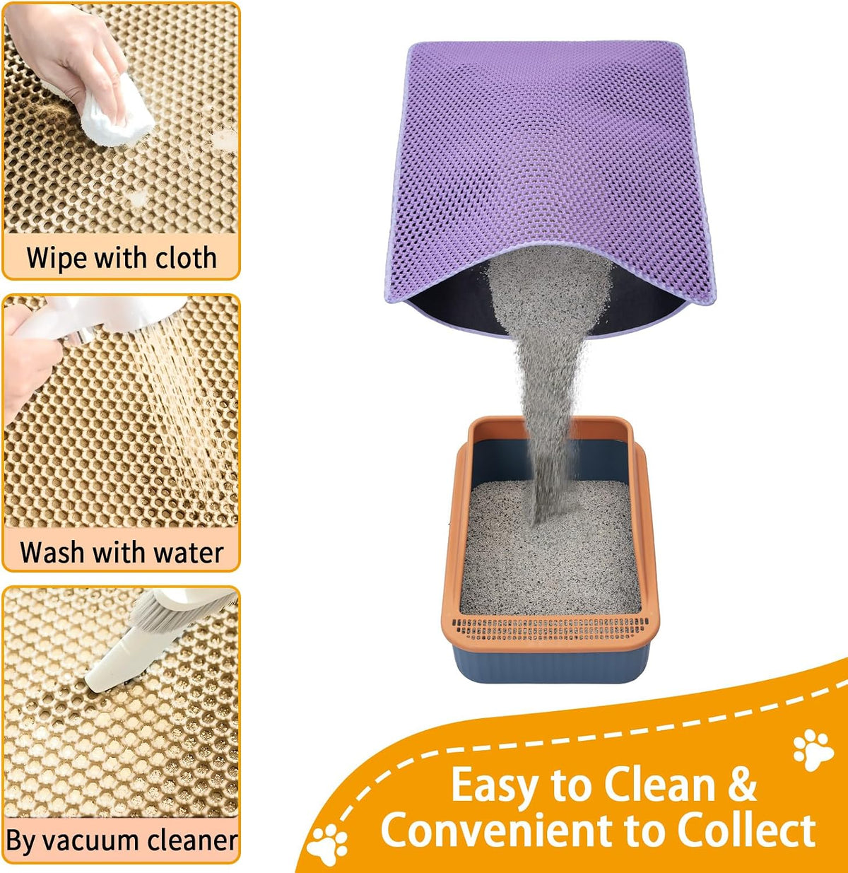 Cat Litter Mats-Extra Large 47''x36'' Litter Trapping Mat for Cat-XXL - Purple-XXL 47x36 inch - image 3
