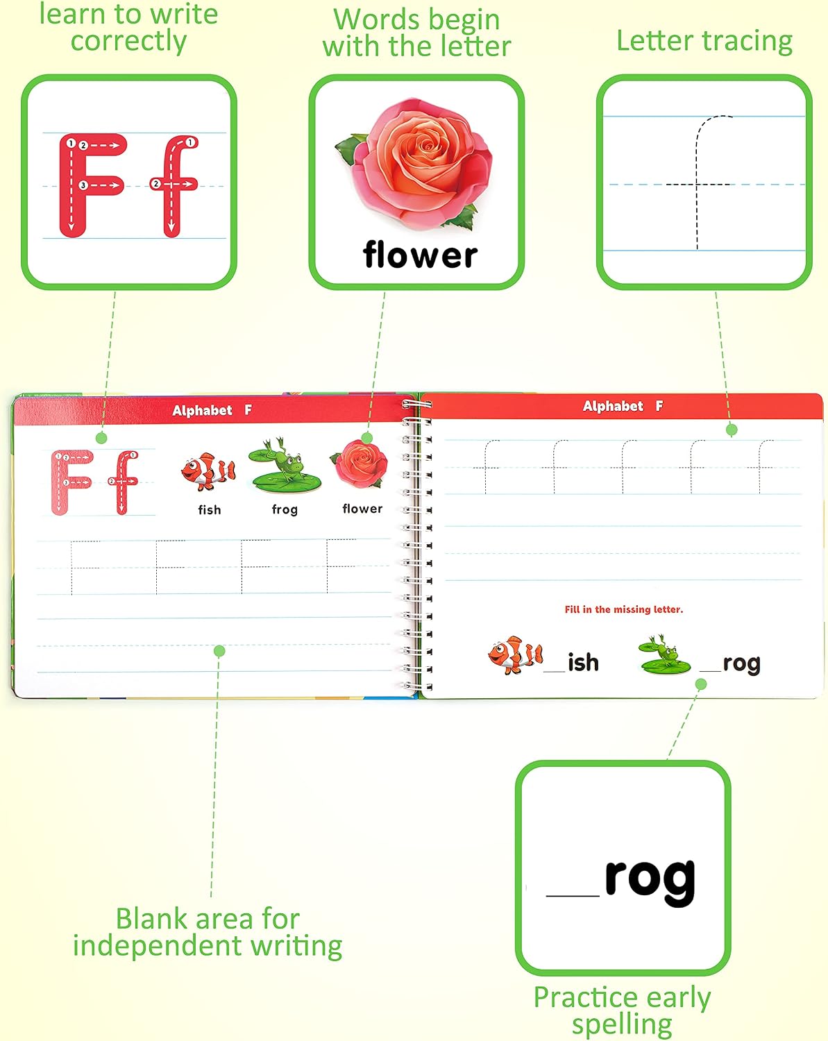 Coogam Learn to Write Workbook, Numbers Letters Practicing Book - image 2