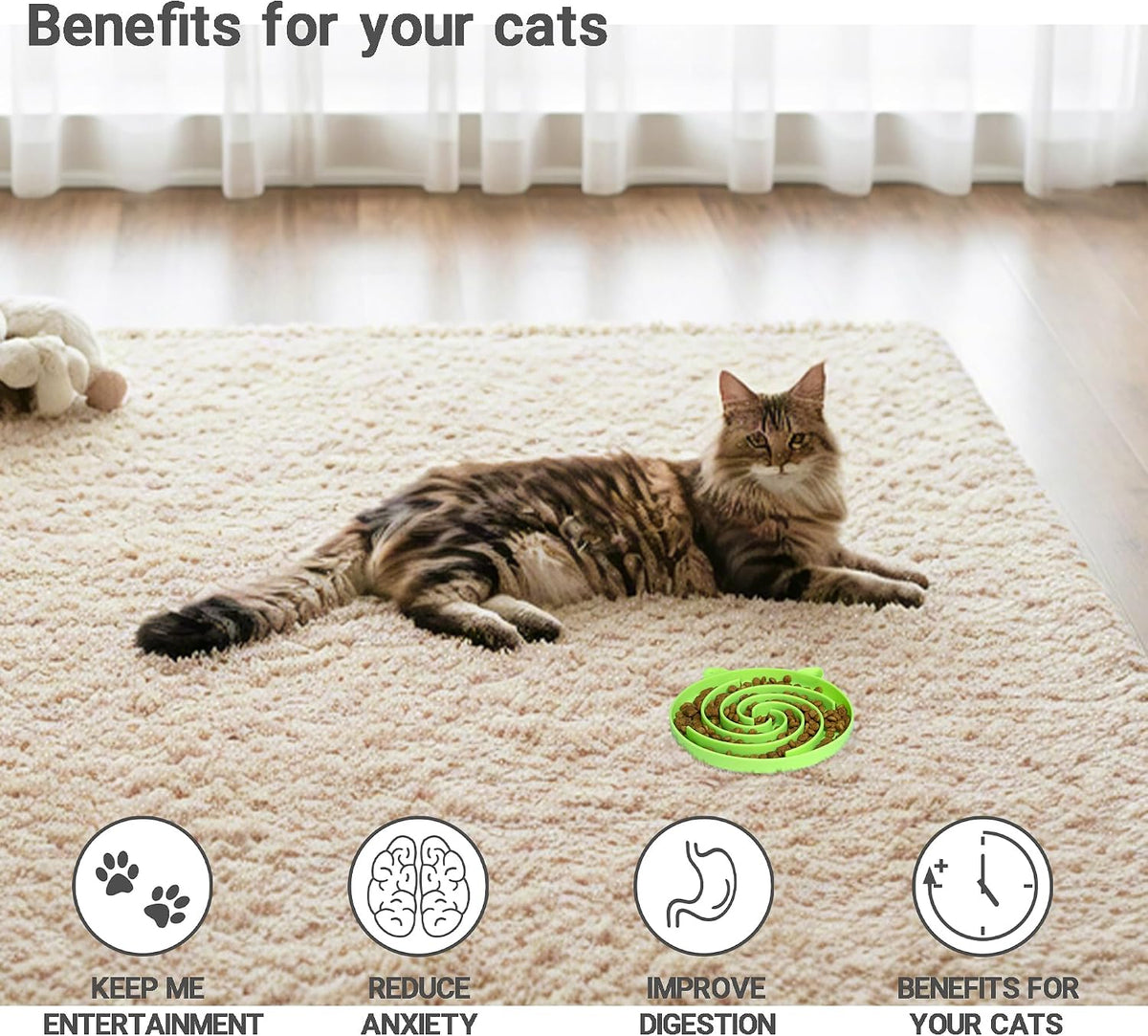 Slow Feeder Cat Bowl, Easy to Clean Silicone Bowl - Orange and Cyan - image 4