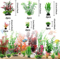 Fish Tank Accessories Aquarium Decorations Plants, 20pcs Fish Tank Decorations Plant, Fish Tank Decor, Aquarium Decor Plastic Plants, Small to Large