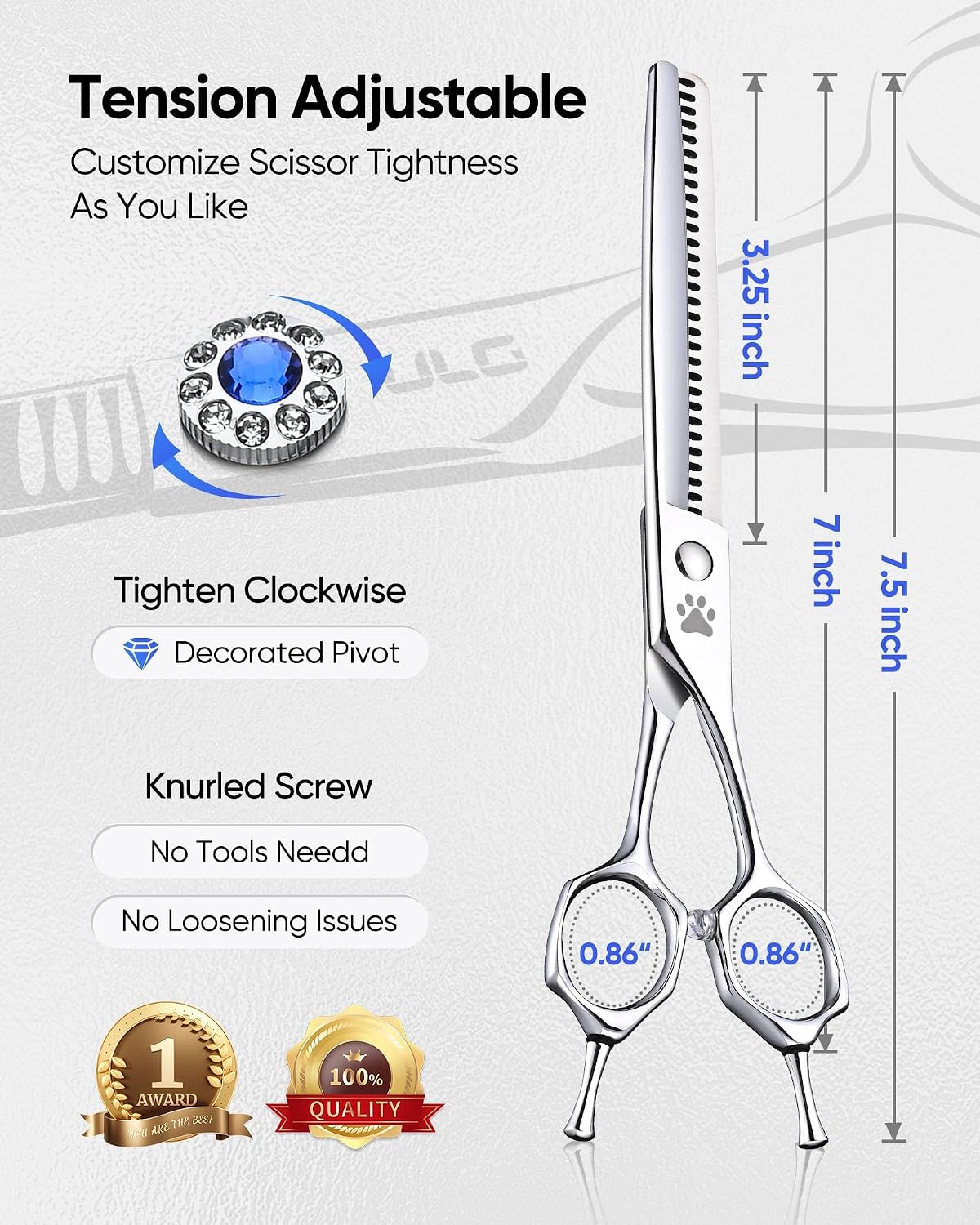 ULG Curved Dog Grooming Shears, 440C Stainless Steel - 7.0 Inch (Chunker) - image 2