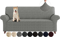 Super Stretch Couch Cover Universal Sofa Covers with Elastic Bottom - Yarn Dyed - Black and White / X-Large (92"-115")