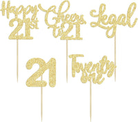30 Pack Happy 80th Birthday Cupcake Toppers Gold Glitter Eighty - 21st / Gold - image 3