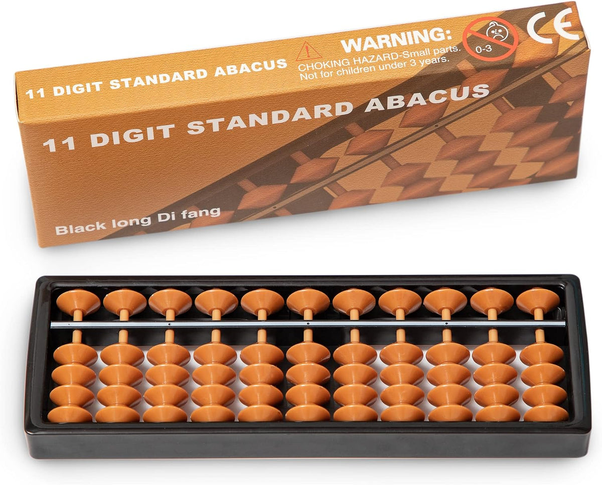 Black long Di fang 11-column soroban abacus calculator in ABS plastic