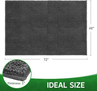 Dog Door Mat Indoor Entrance, 72" x 48" Absorbent Chenille Door Rugs for Entryway Indoor, Non-Slip Dog Mud Mat for Muddy Paws, Soft, Washable