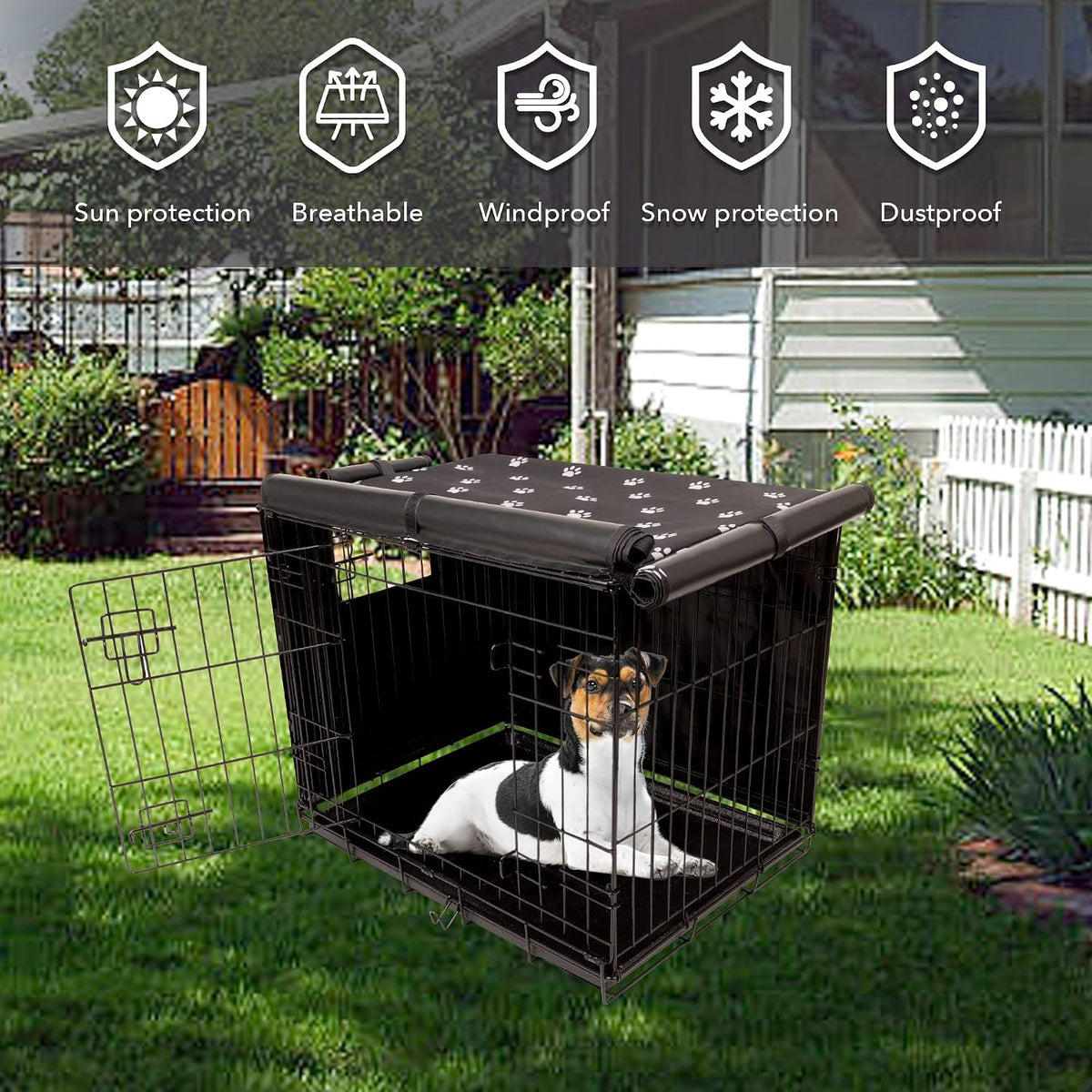 Pet Prime Dog Crate Cover Indoor/Outdoor Durable Windproof 600D - 48 Inch (48"x30"x33") - image 4