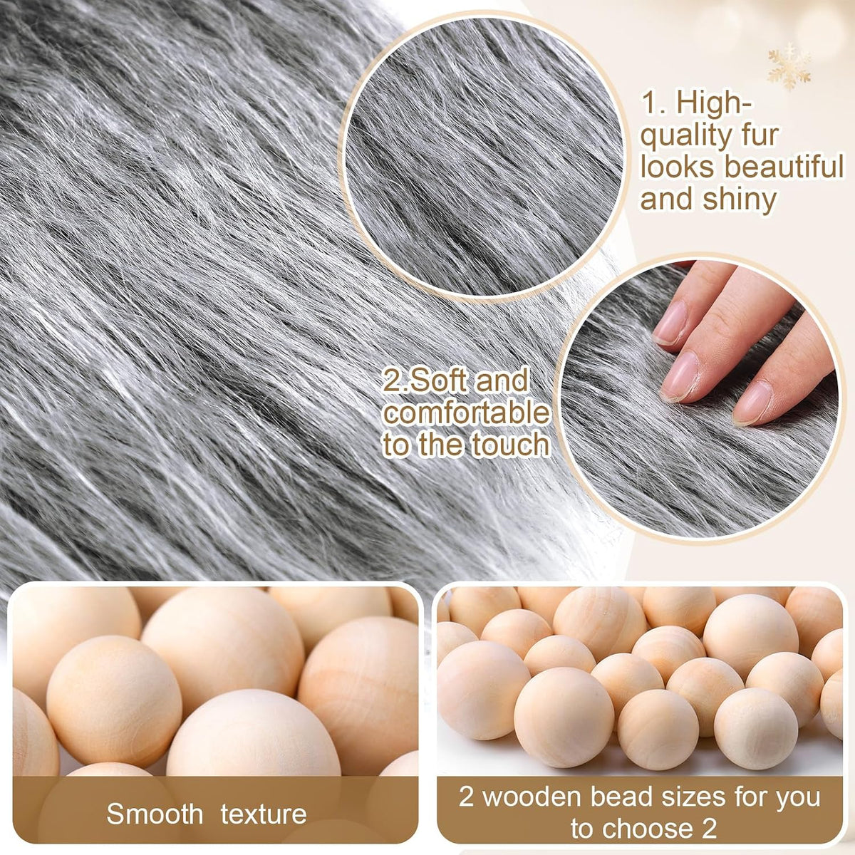 Tudomro 45 Pcs Halloween Gnome Beards for Crafting DIY Gnome Beard - Gray, Camel, White / 150 - image 3