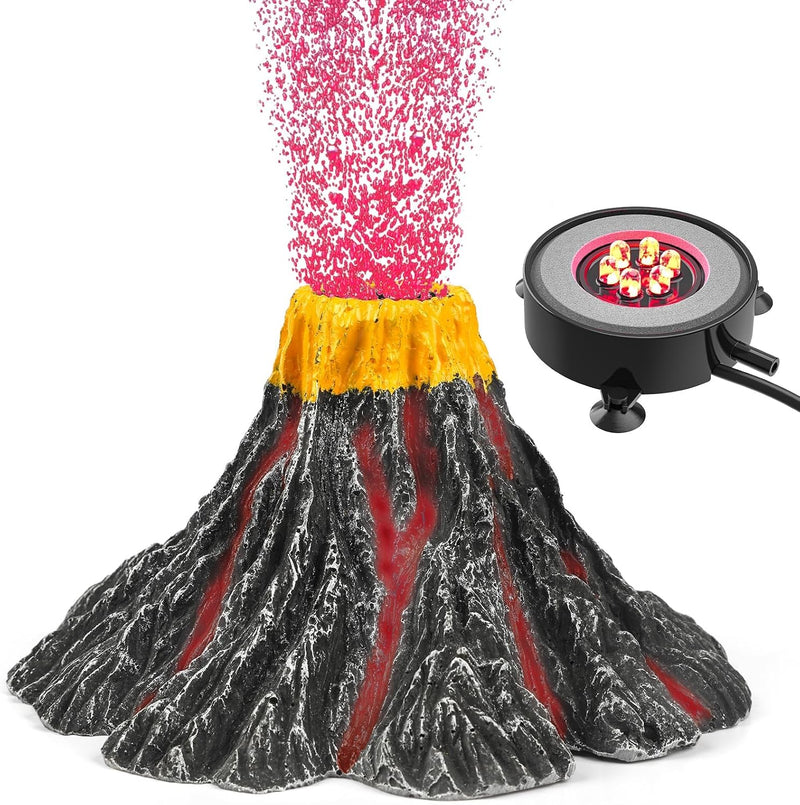 Uniclife Aquarium Volcano Ornament Kit Realistic Resin Volcanic - Red