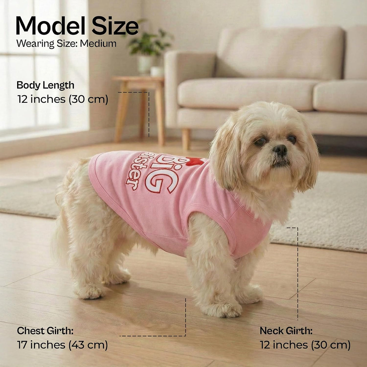 Parisian Pet Dog Shirt, 100% Cotton Shirts for Medium Dogs - Big Sister / Medium (8-12lbs) - image 2
