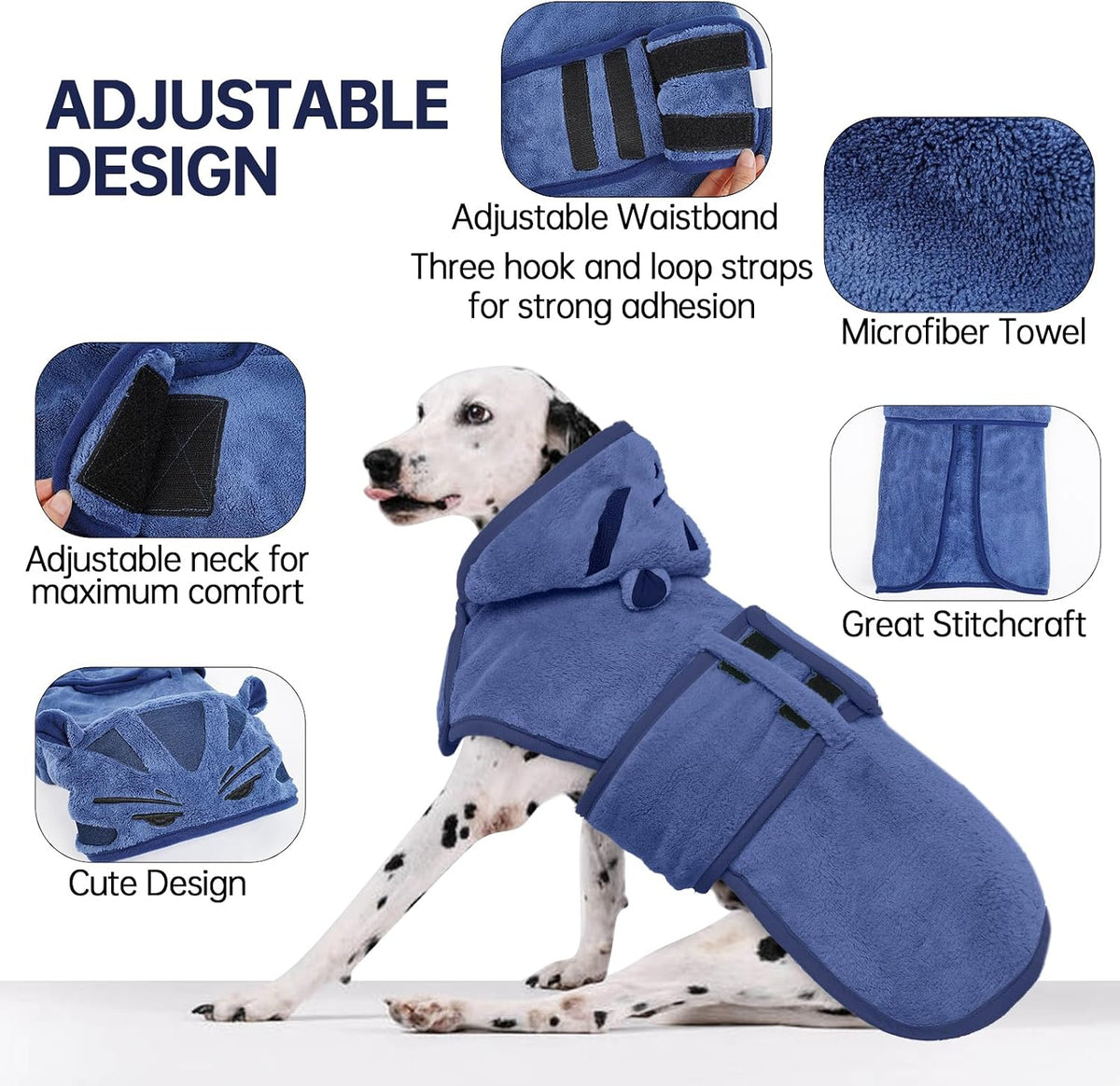 Dog Bathrobe, Fast Drying Coat - Small / Blue - image 4