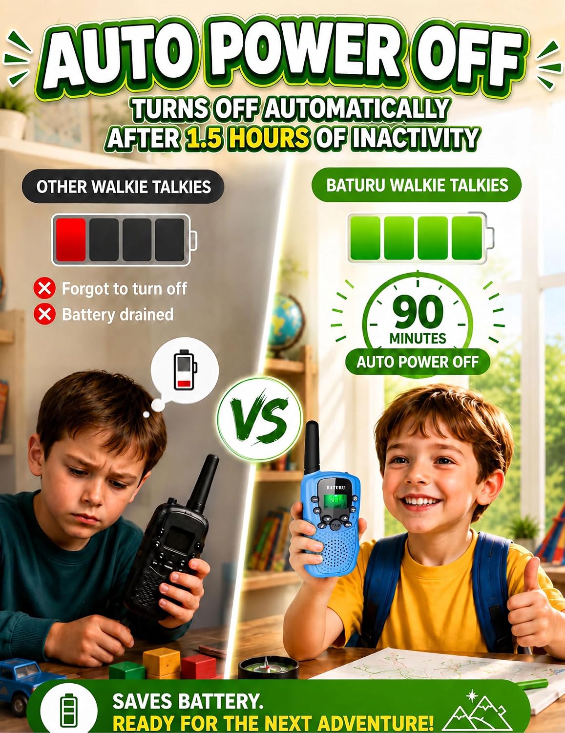 Walkie Talkies for Kids 4 Pack Rechargeable Outdoor Toys Gifts Boys - Blue Pink Yellow Green - image 4