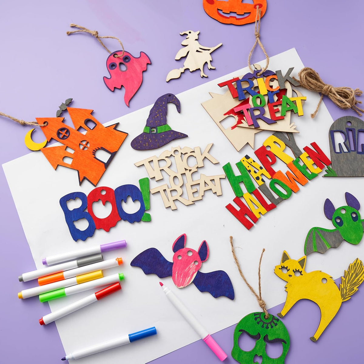 JOYIN 36 Pcs Halloween Craft Wooden Painting Kit - 36 - image 2