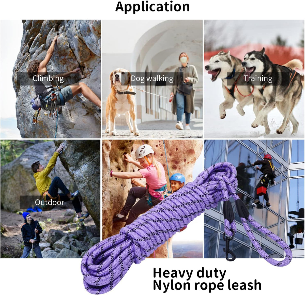 Hi Kiss Dog/Puppy Obedience Recall Training Agility Lead - 20 Feet / U2:Purple-Diam 1/2" - image 2