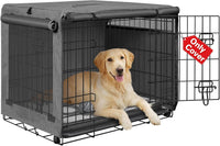 Dog Crate Cover, Kennel Covers Fit for 30 Inch Dogs Crate - Grey (with left window) / 24 Inch