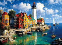 Halloween Puzzle 500 Piece with Lettered for Adults Gift - 1000piece - Colorful Coastal Lighthouse - 27.5x19.7" / Classic Everyday