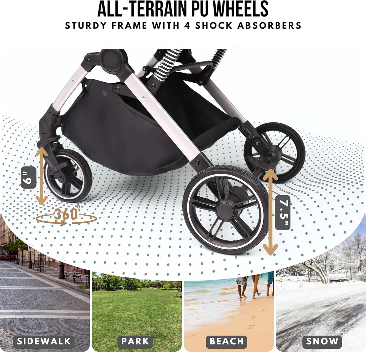 Bicystar Foldable Dog Stroller for Small Medium Dogs & Cats - Black - image 3