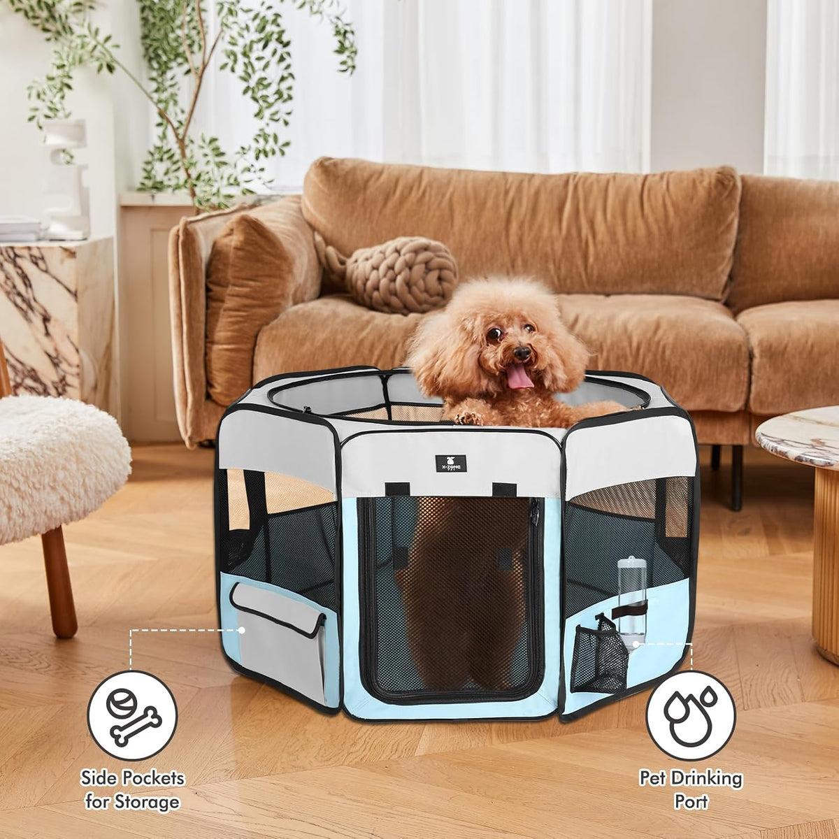 X-ZONE PET Foldable Dog Playpen - XL / Blue - image 3