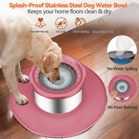 12L No Spill Stainless Steel Dog Water Bowl for Large Dogs – Essentials for Dogs - Pink - image 3