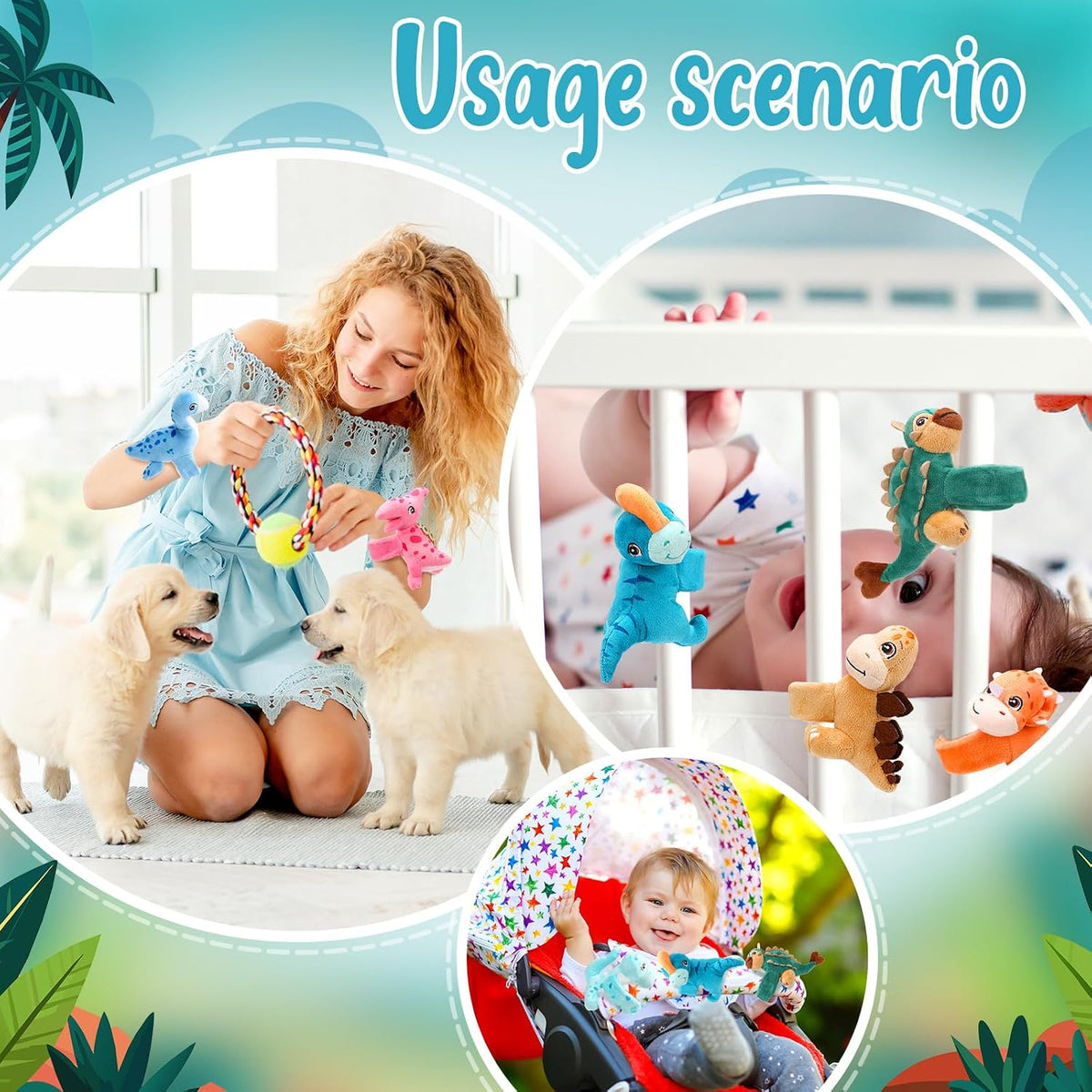 Liliful 8 Pack Kids Plush Gifts Stuffed Animal Slap Bracelets - Dinosaur - image 4