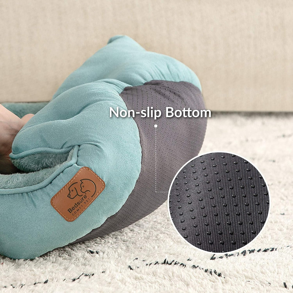Bedsure Small Dog Bed Washable, Round Cat Beds for Indoor Cats - 20"L x 19"W x 6"Th / Washed Blue - image 3