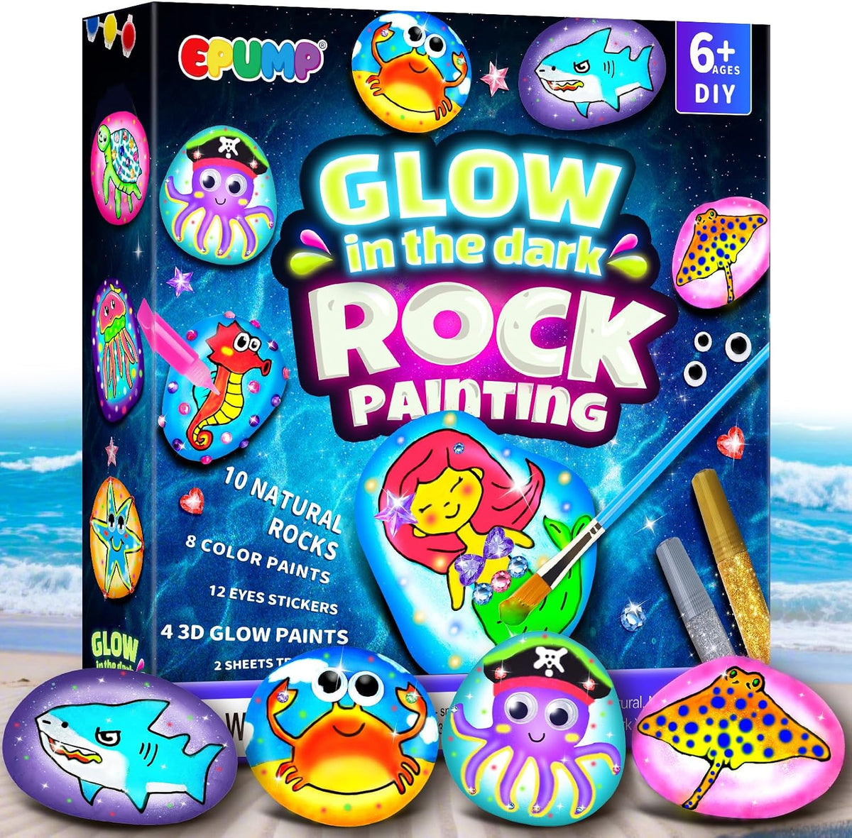 Shell Painting Kit for Kids - E - Rock Painting Kit Ocean