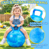 Bouncy Ball with Handle for Kids - 3P 15inch (Green+Purple+Blue) - image 2