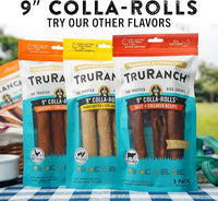 Collagen Rolls - 9" Collagen Rolls for Dogs - Long Lasting Healthy Joint Support Dog Treat - Rawhide Alternative - Skin & Coat Health - Made with Real Peanut Butter, 1 Bag, 3 Count